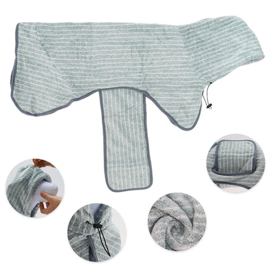UXCELL Dog Bathrobe Pet Hooded Drawstring Towel Casual Striped Soft Dog Bath Towel Absorbent Dog Coral Fleece Coat Bath Robe