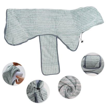 UXCELL Dog Bathrobe Pet Hooded Drawstring Towel Casual Striped Soft Dog Bath Towel Absorbent Dog Coral Fleece Coat Bath Robe