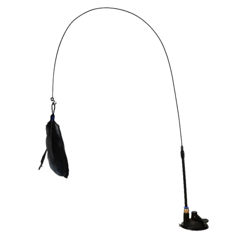 Cat Feather Wand Toy Cat Fishing Pole Toy Cat Teaser Stick With Detachable Feather Suction Cup Toy For Cats Exercise And