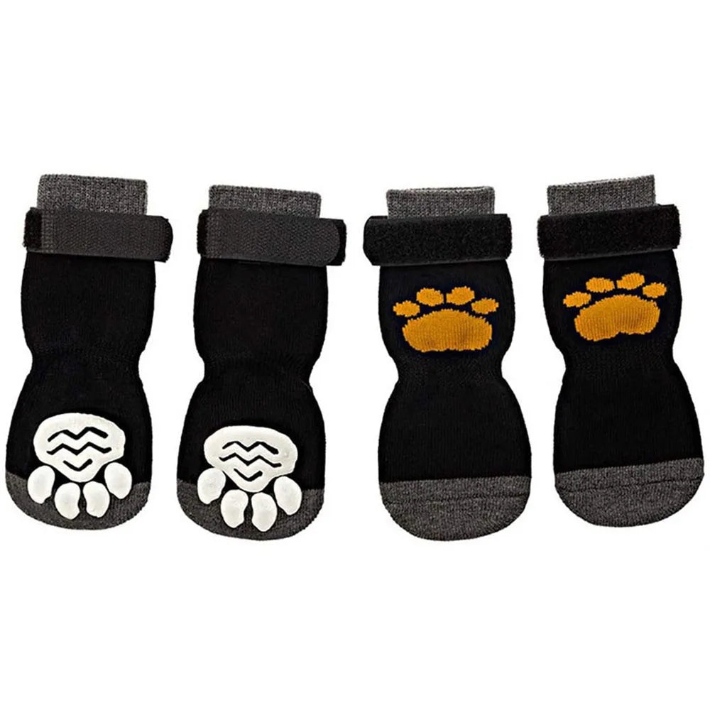 Anti-Slip Dog Socks Adjustable Pet Non-Slip Paw Protection with Paw Pattern for Puppy Dog Indoor Traction Control Wear on Floor