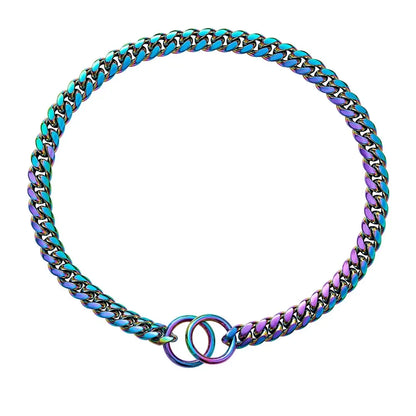 Gold Chain Dog Collar 10mm Fashion Dog Cuban Link Pet Gold Necklace Metal Puppy Jewelry Bulldog P Chain Pet Training Slip Collar