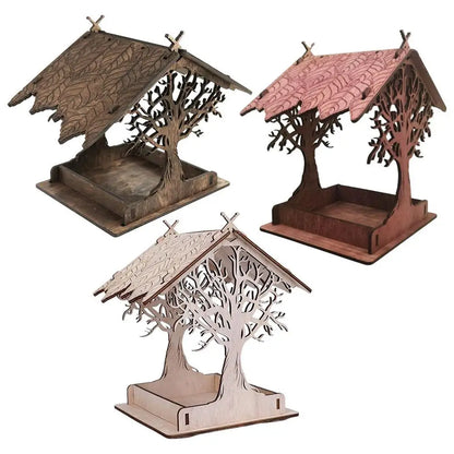Wooden Hanging Bird Feeder Cottage Hanging Bird House Hanging Birdfeeder For Outdoors Attracts Blue Jays Extra-Large Bird Feeder