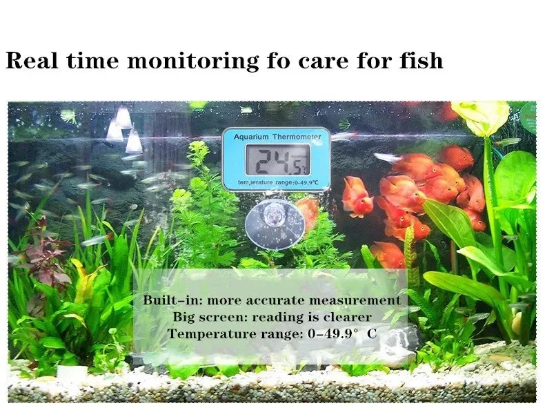 Aquarium Waterproof  Thermometer LCD Digital Fish Tank Submersible Thermometer Meter Temperature Control with Suction Cup