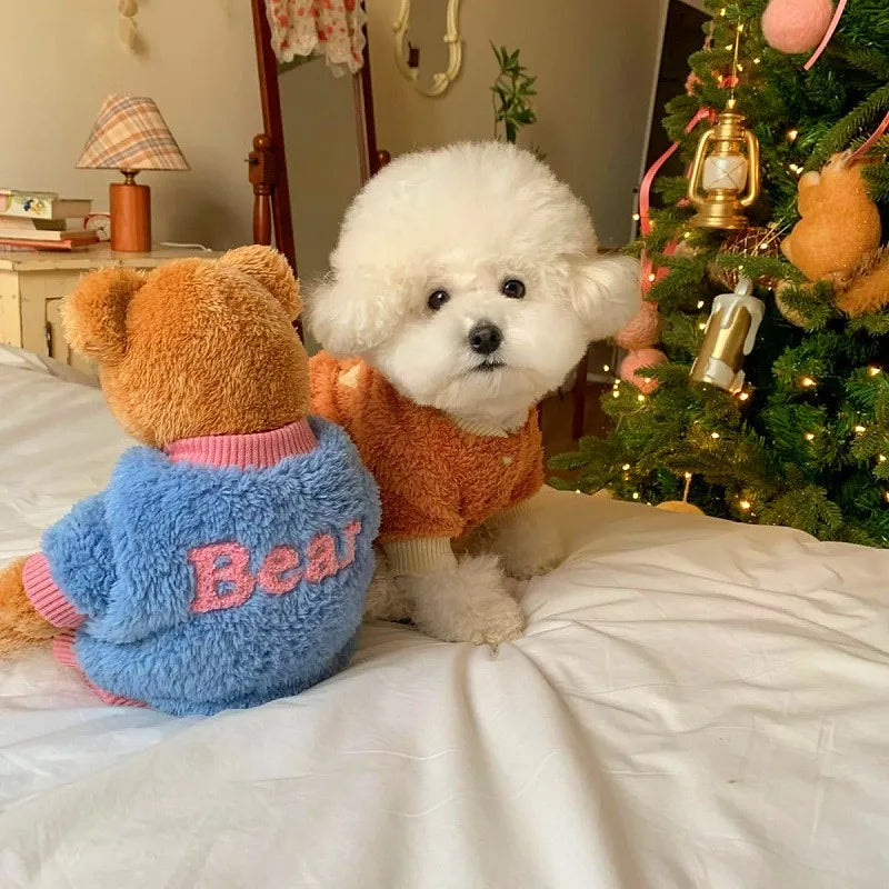 Puppy Warm Hoodies Fleece Dog Jacket Pet Letter Winter Dog Clothes Chihuahua Poodle Bichon Accessories Cat Coat Dog Pullover