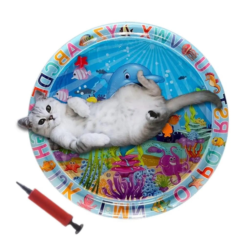 Cats Water Sensory Play Mat Sea Fish Themed Mat Pet Kids Play Sensory Water Pad Children Game Water Sensor Play Pad Gift Pad