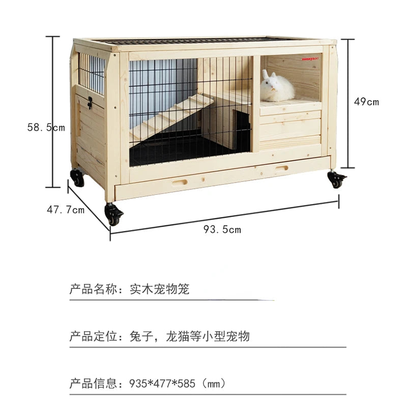 Pulley Indoor Solid Wood Rabbit Cage Dragon Cat House Guinea Pig Villa Dutch Pig Nest Small Pet House Hedgehog Turtle House