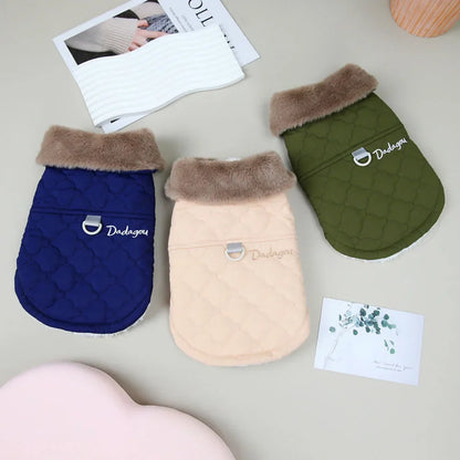 Winter Warm Fur Collar Dog Jacket Windproof & Waterproof Dog Clothes for Small Dogs Puppy Vest Chihuahua Yorkie Coat Pet Costume