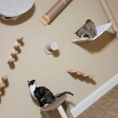 Cat Hammock Perch Thicker Columns Cat Wall Shelves Multi-Functions Cat Scratching Post Claw Sharpener Cat Tree Tower Furniture