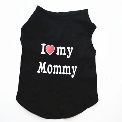 Small Dog Clothes Soft Cotton Puppy Shirt Classic Daddy Mommy Printed T-shirt Pet Vest Clothing for Cats Chihuahua Dog Apparel