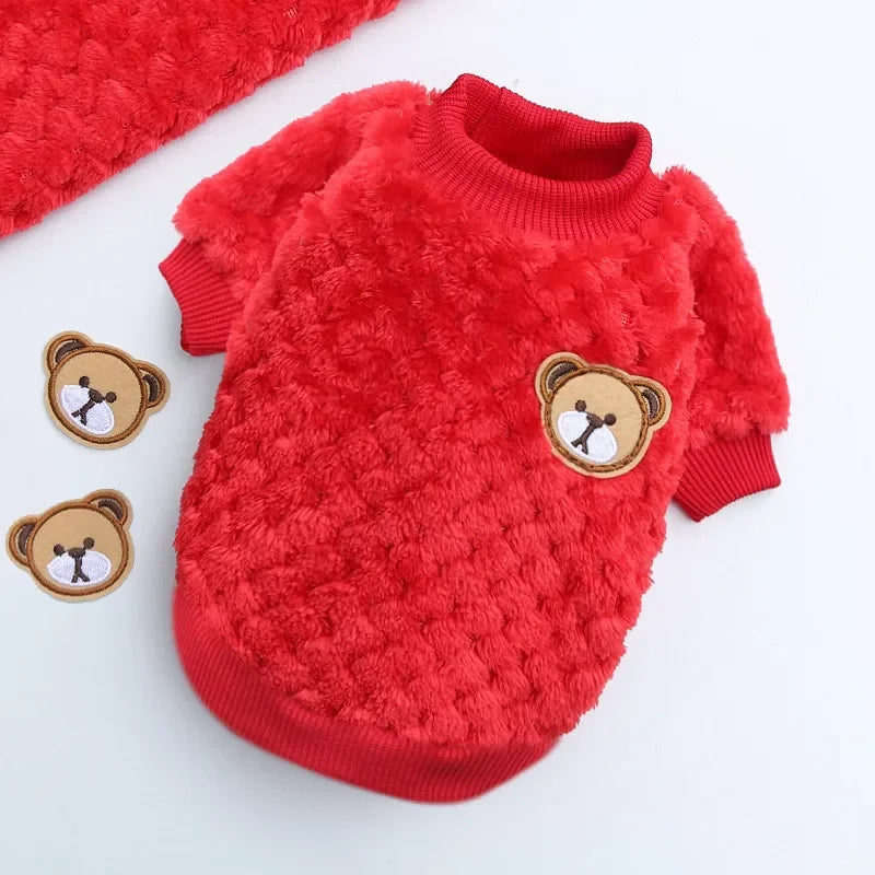 New Warm Fleece Pet Clothes Cute Print Coat Small Medium Dog Cat Shirt Jacket Teddy French Bulldog Chihuahua Winter Outfit