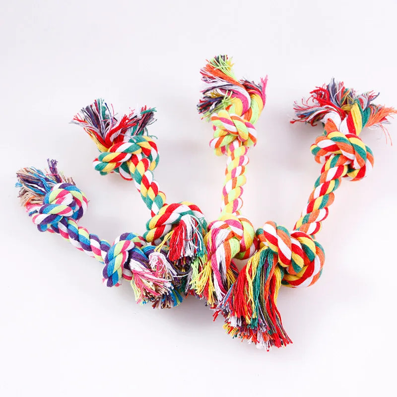 Pet dog cotton rope toys teeth cleaning teeth grinding resistant to bite rope knot toy rope double section cotton rope teething