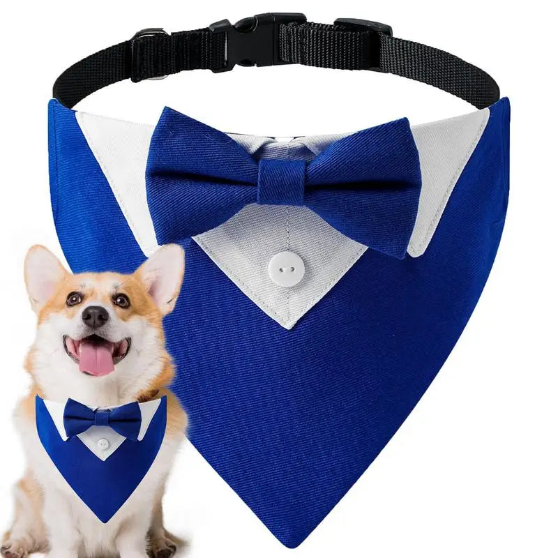 Dog Wedding Bandana Collar Dog Collar Bow Tie Breathable Dog Tuxedo Adjustable Neck Scarf for Weddings Parties Birthdays