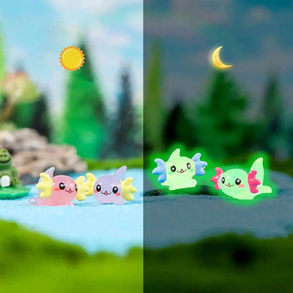 Miniature Axolotl Figures Cute Resin Mini Aquarium Figures In The Dark Durable Axolotl Figurines Small Aquarium