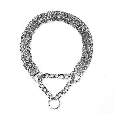 Dog Choker Collar No Pull Dog Collar Martingale Collar Seamless Die-Casting Three Row Chain Dog Collar for Dogs Training Walking