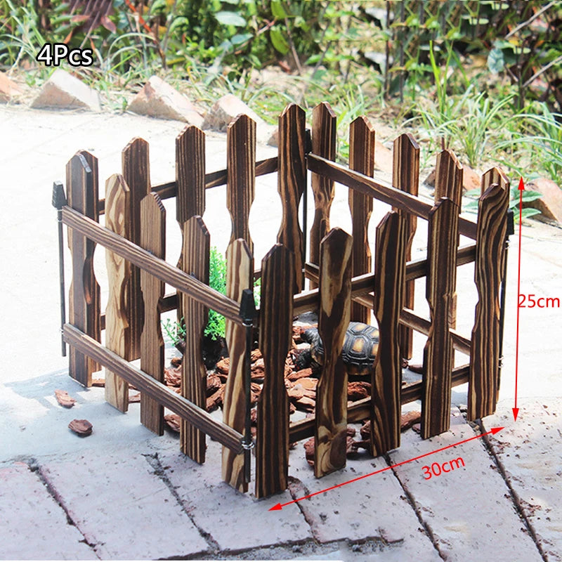 Wooden Fencing Barrier DIY Mini Landscape Crawling Small Pet Turtle Fence Balcony Landscape Barrier Accessory Indoor Courtyard