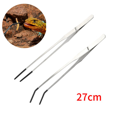 UXCELL 27cm Aquarium Feeding Tweezers Stainless Steel Aqaurium Clip Tools Reptile Feeding Tongs Pet Forceps Rubber Non-slip