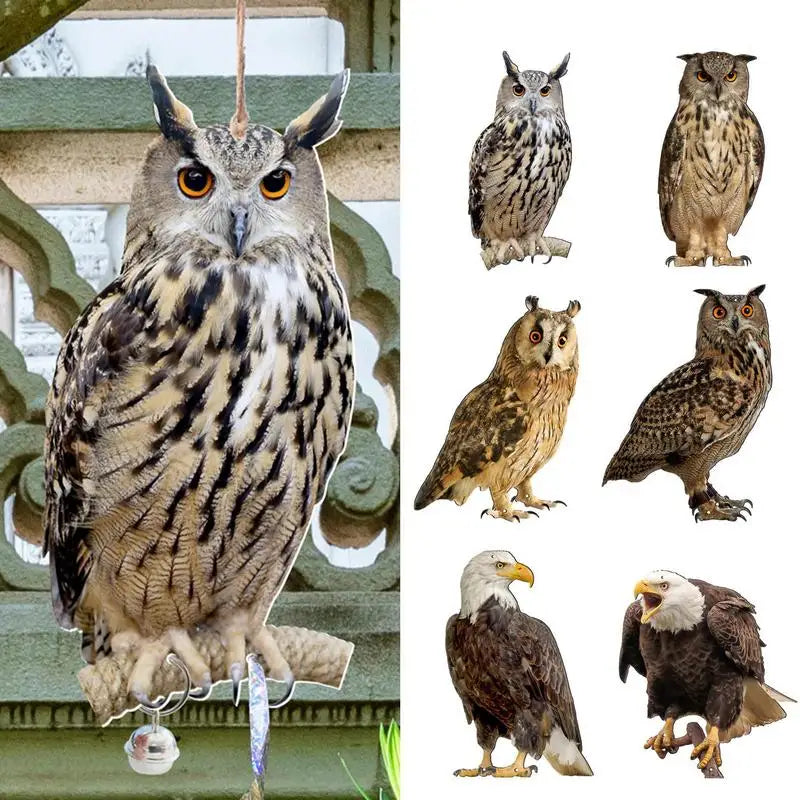 Farm Protector Bird Scarer Owl Scarecrow Scarer Pendant Garden Protector Pendant Waterproof With Bell Fake Bird Scarecrow Bird