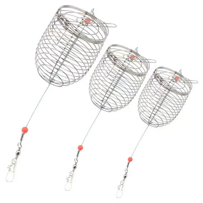 Stainless Steel Aquarium Small Fishing Bait Feeder Fish Tank Crystal Shrimp Dry Food Feeding Fishing Lure Cage Trap Basket