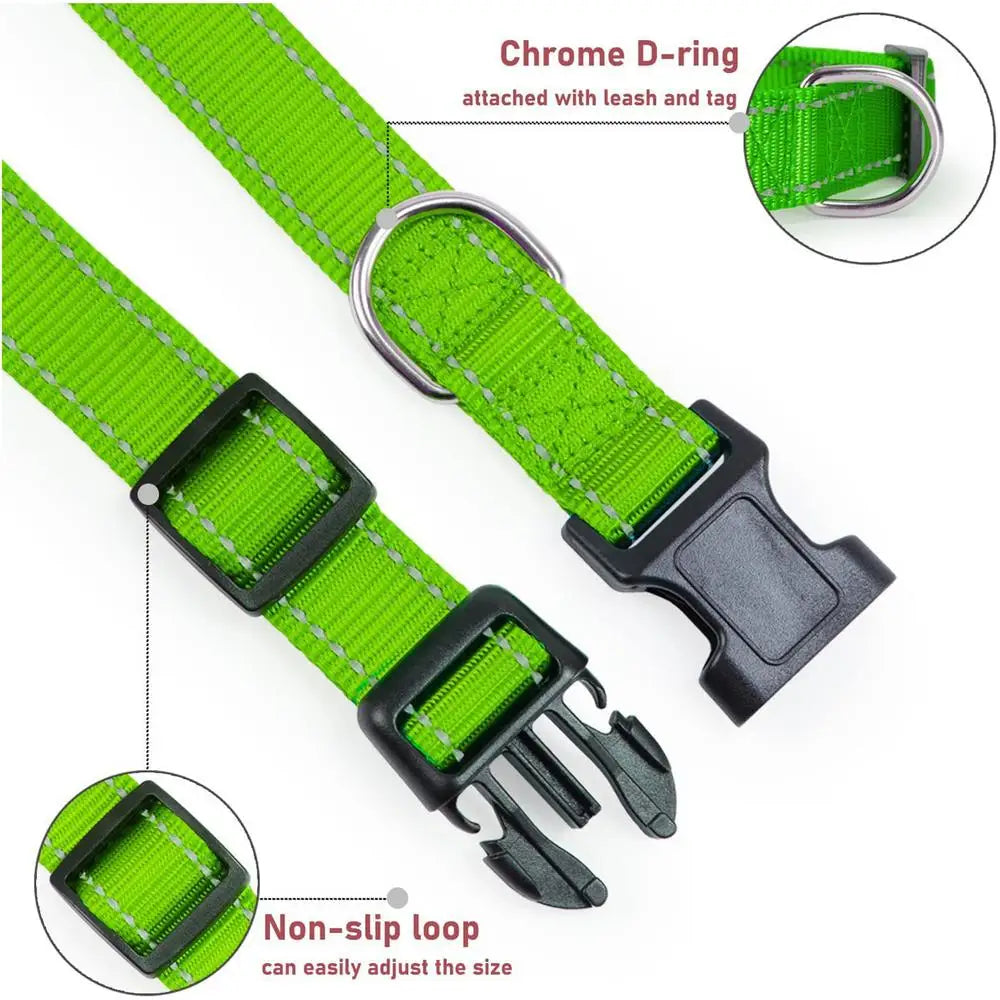 Reflective Dog Collar Adjustable Cat Collar Safety Nylon Pet Collar Durable Comfortable Reflective Pet Collar Pet Supplies