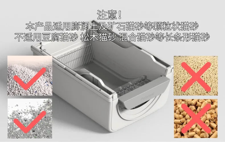 Large Fully Closed Semi-Automatic Cat Litter Box Easy Clean with Durable Plastic Hand-Pulled Shovel Accessory Cat Toilet