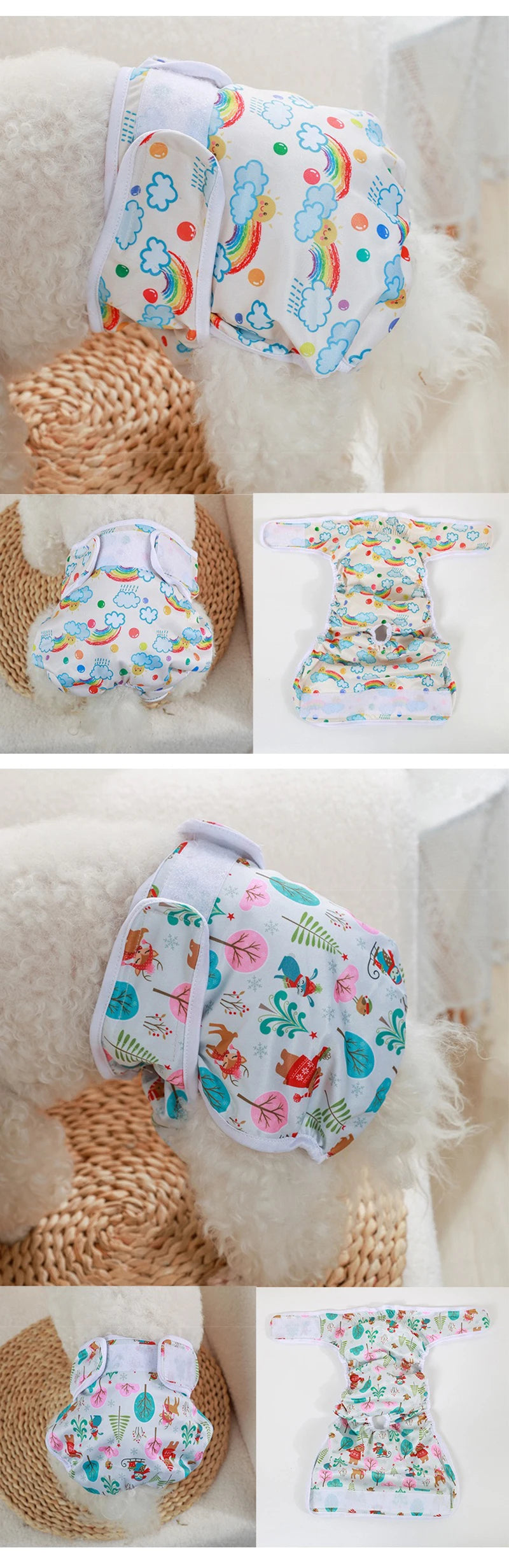 Cute Print Waterproof Physiological Pants Diapers Cotton Underwear for Small Puppy Safety Panties Breathable Girl Cat Clothes