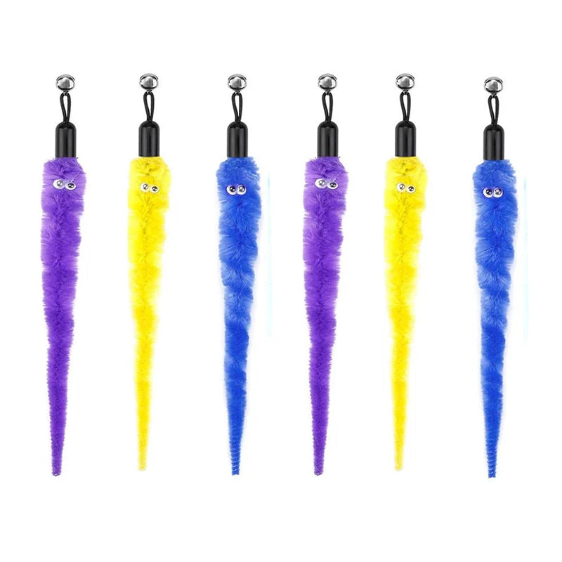 Cat Feather Toy Accessories False Mouse Worm Toy with Bell Kitten Cat Toys Interactive Replacement Refill Foam Ball Training