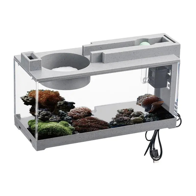 Aquarium Modern Silent Desktop Fish Tank Desk Aquarium  With Air Pump For Seaweed Small Corals Betta Fish Shrimp Goldfish