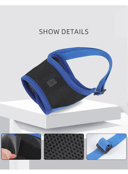 Adjustable Anti Bark Bite Mesh Muzzle for Dogs Pet Mouth Muzzle Stop Chewing for Puppies Nylon Belt Dog Accessories Pet Products