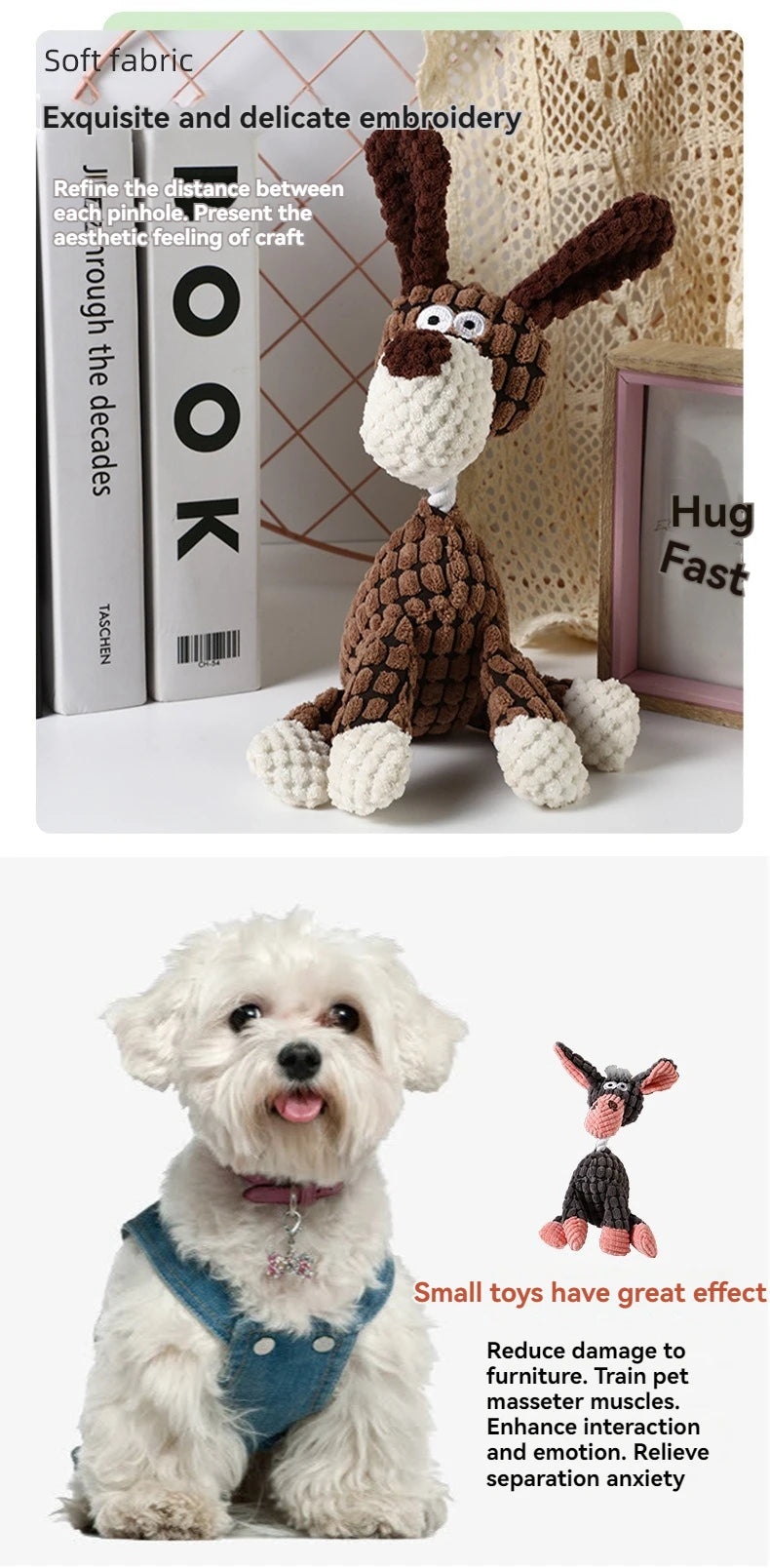 Dog Sounding Toy Molar Training Decompress Interactive Bite Resistant Donkey Shape Plush Toys Pet Supplies