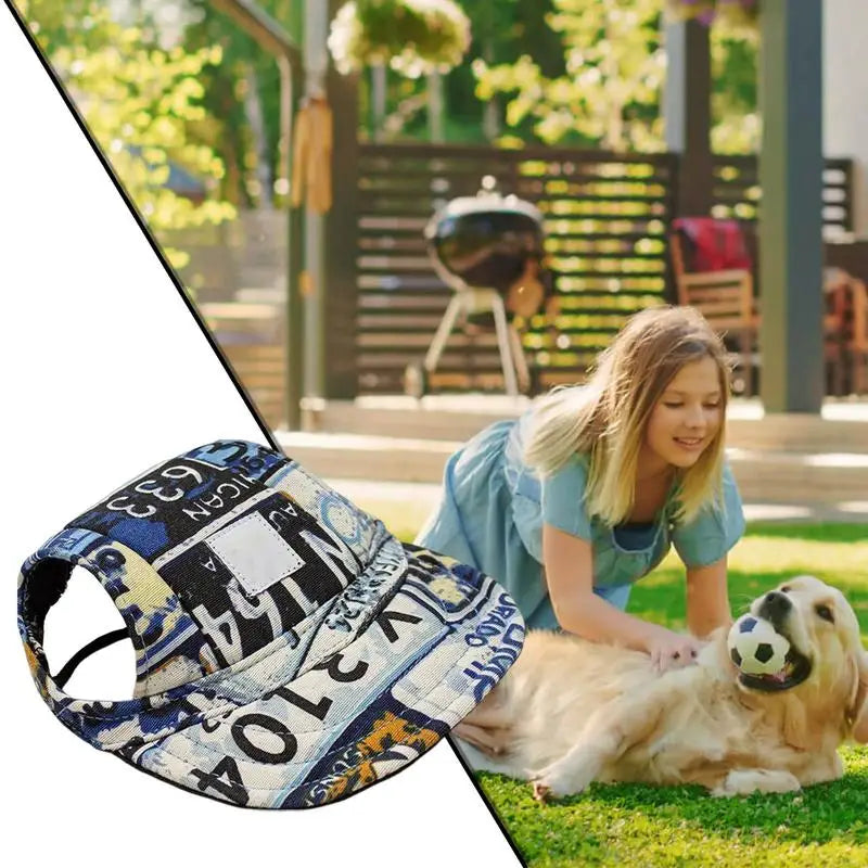 Dog Baseball Hat Pet Outdoor Sun Protection Visor Hat Ear Holes Dog Hats Lightweight Comfort Pet Hat For Outdoor Enthusiasts