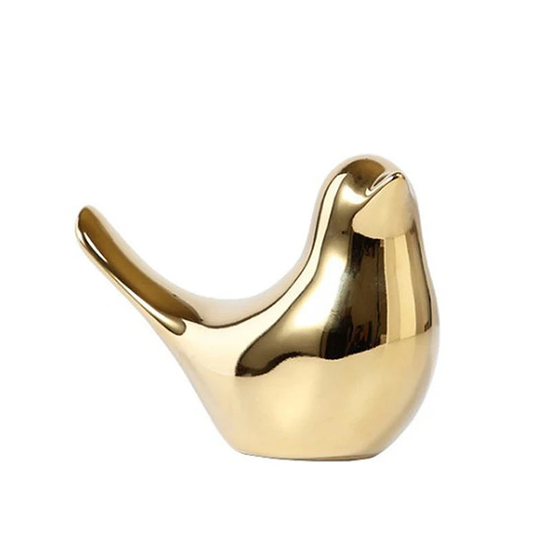 Gold Ceramic Bird Figurines Home Decoration Accessories Golden Bird Figures Fashion Wedding Ornaments Room Decor