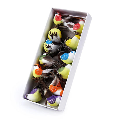 6pcs Christmas Tree Simulation Birds Perched Woodland Fake Feather Birds Garden Decoration Outdoor Garden Party Prop Decoration