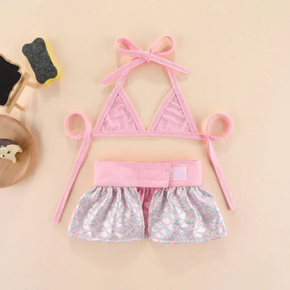 Summer Dog Bikini Set Cute Pet Bikini Swimwear Puppy Dresses Hawaiian Dog Beach Swimsuit for Small Dog Girl Cat Dress in Seaside