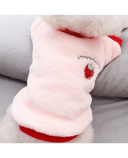 Pet Dog Clothes Warm Fleece Cute Fruit Print Coat Small Medium Cat Shirt Jacket Autumn Puppy Sweater Hoodie Chihuahua Yorkies