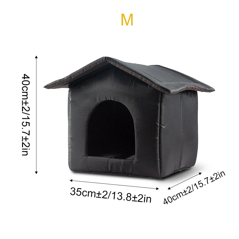 Booteely Black Waterproof Dog House Oxford Cloth And Sponge Material Three Models To Choose From Outdoor Cat House