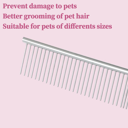 UXCELL Stainless Steel Pet Grooming Comb for Dogs and Cats Pets Hairbrush Hair Care Gently Removes Loose Undercoat Flea Comb