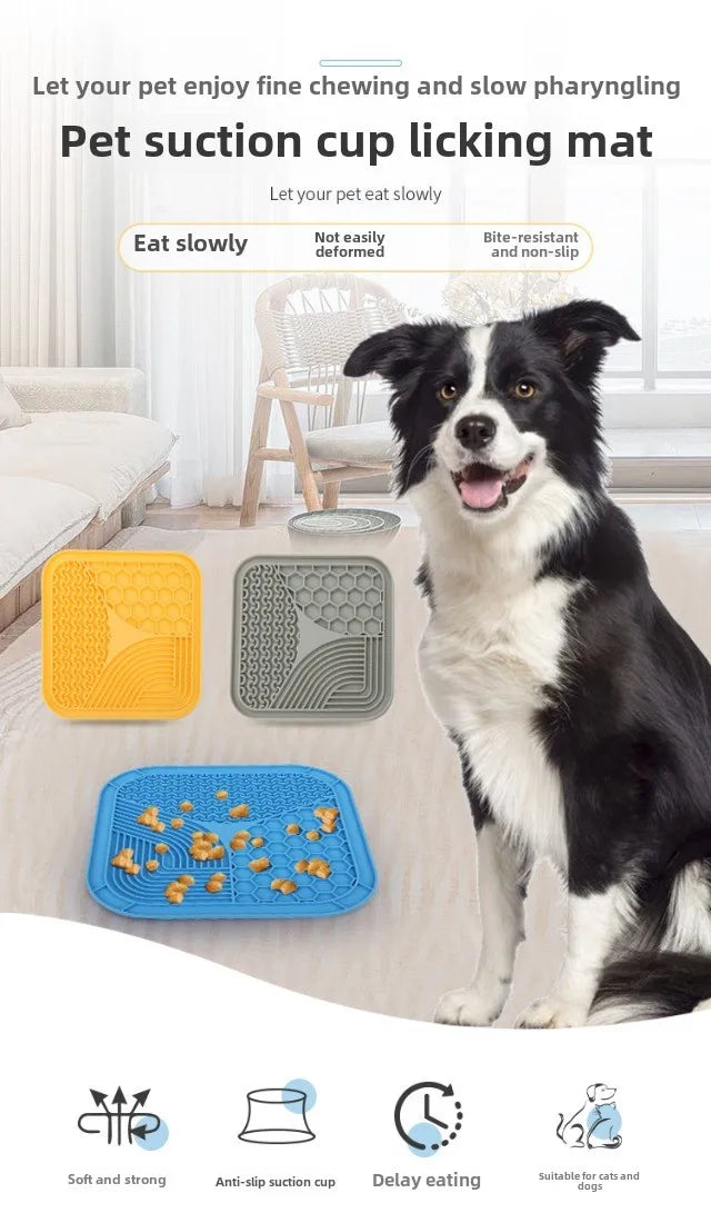 Pet Suction Cup Lick Pad Pet Lunch Mat Slow Food Pad for Cats and Dogs Powerful Suction Cup Easy To Wash Silicone Material