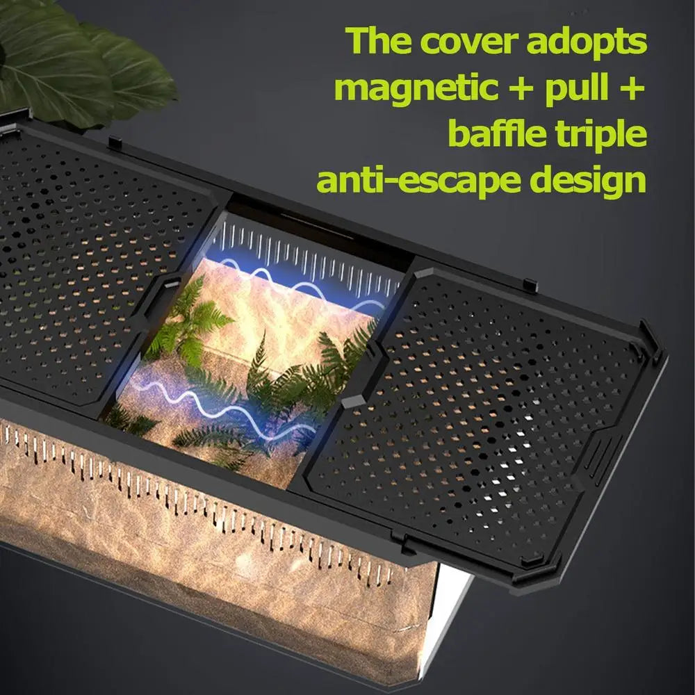 Lizard Tank Transparent Snake Tank Lizard Terrarium Small Reptile Habitat Breeding Box Amphibians Enclosure Sliding Cover Keeper