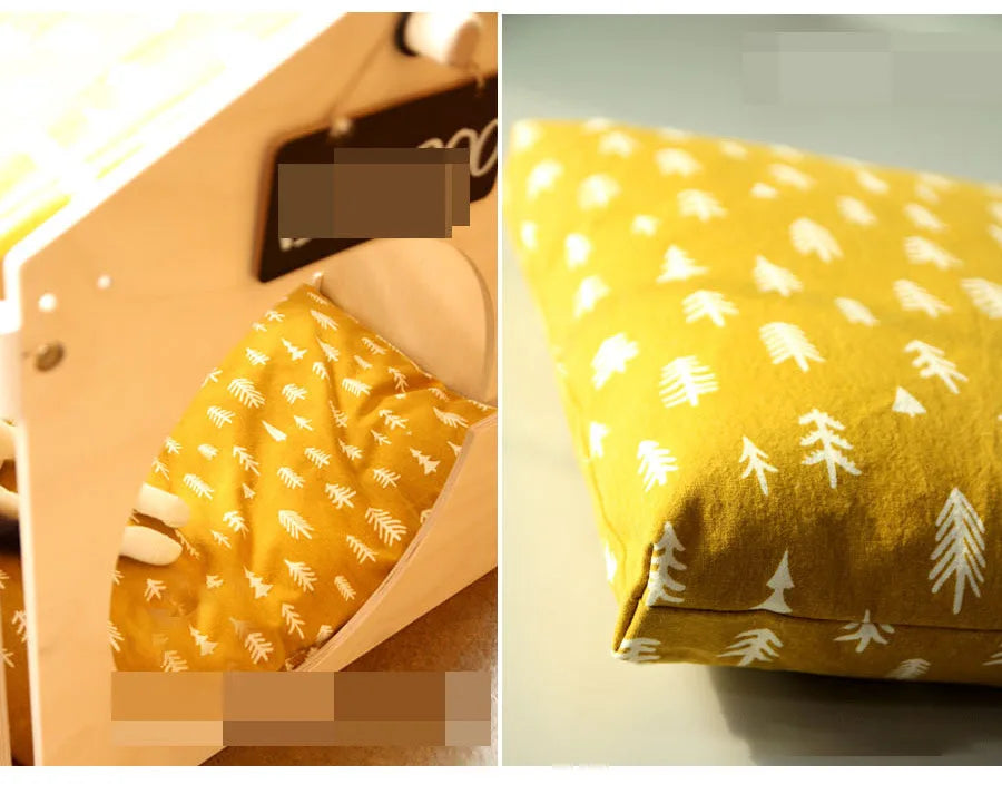 Pet natural birch hairball decoration, kennel wooden house, pet tent shed design