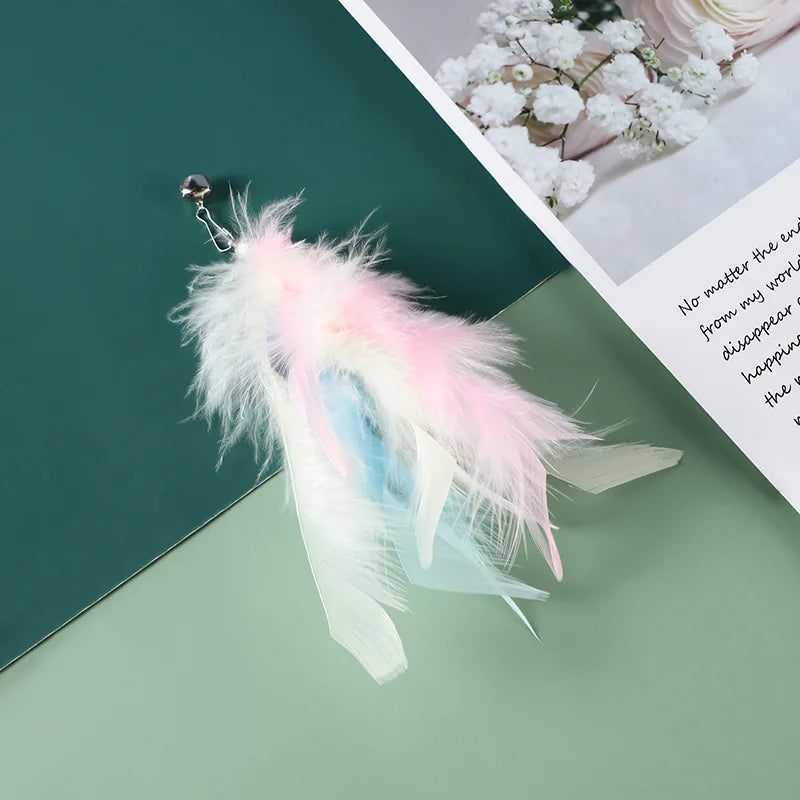 Cat Feather Toy Accessories False Mouse Worm Toy with Bell Kitten cat Toys Interactive Replacement Refill Foam Ball Training