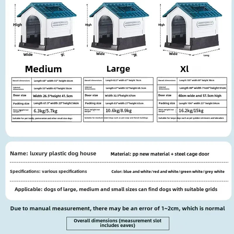 Plastic Kennel Four-season Universal Sunscreen Dog Shed Large, Medium and Small Dogs Outdoor Rainproof Pet Nest with Toilet Dog