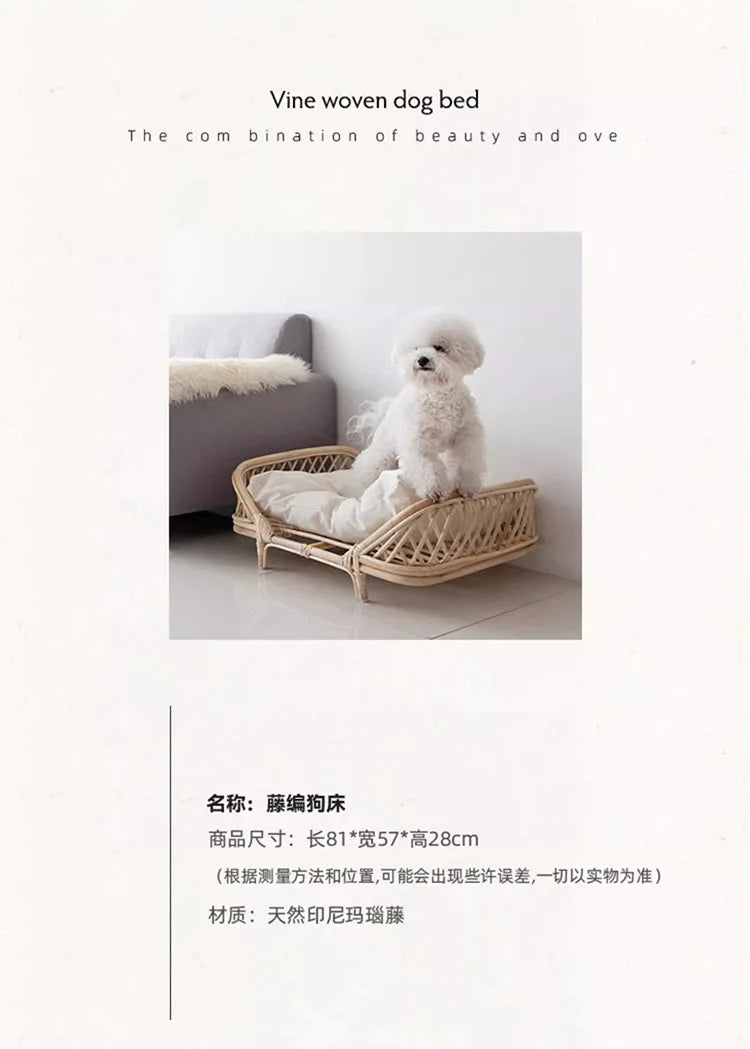 Dog bed universal cat litter pet bed rattan dog bed rattan kennels medium and small dogs winter and summer pet litter