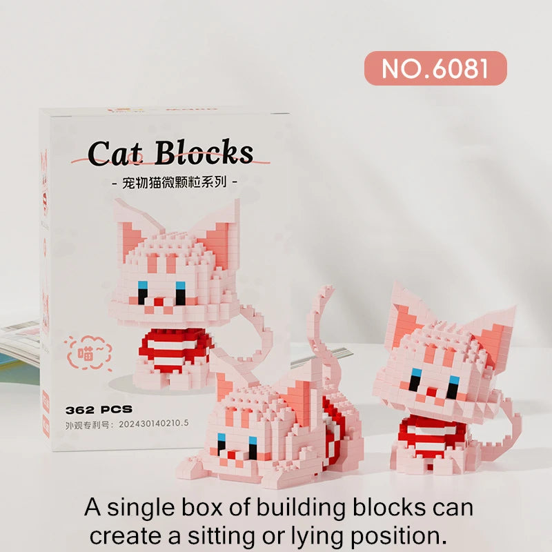 Cute Cat Meow Series Tiny Particle Orange Cat Building Blocks Ragdoll Silver Gradient Cow Building Block Toy