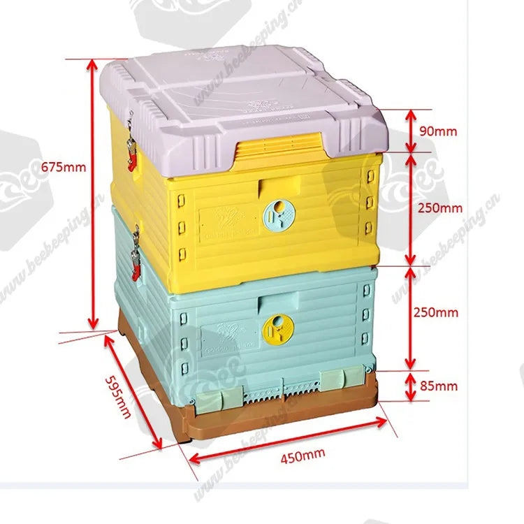 Heat Preservation Plastic Thermo Honey Bee Hive Langstroth 1 Layer 10 Frame Multifunction Bee Box Color Beehive House Apiculture