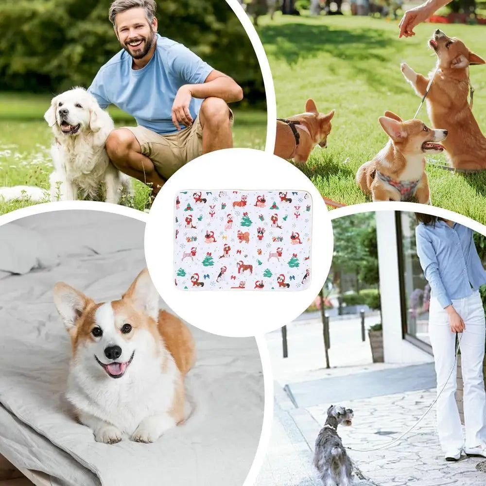 Reusable Puppy Pads Christmas Theme Pet Pee Pads Leak-Proof Puppy Pads Pee Pee Pads Super Absorbent Whelping Mat 60*45cm