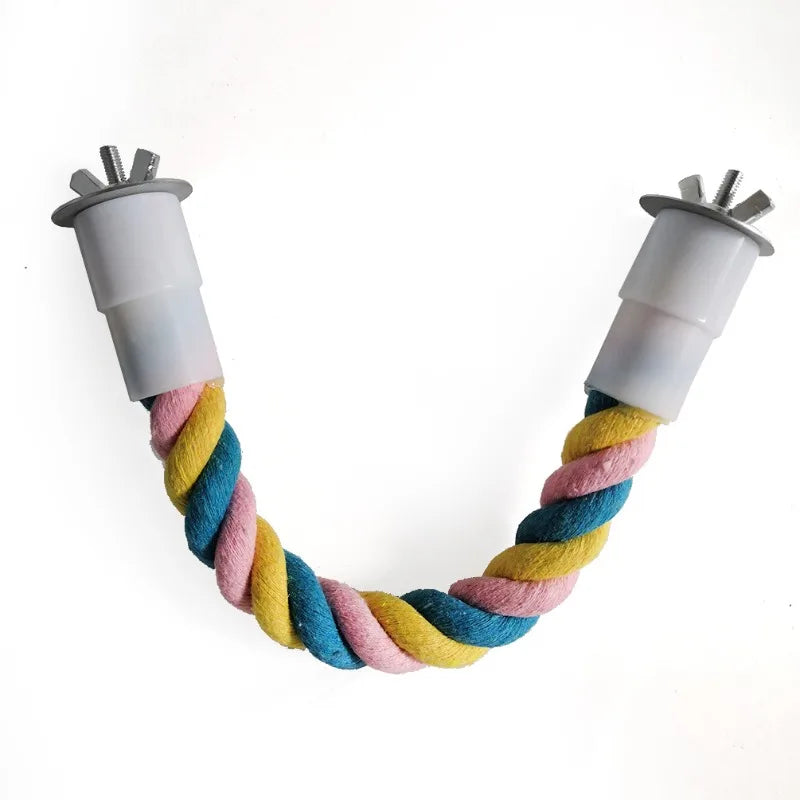 Pet Bird Bite Toys Parrot Color Cotton Rope Toys Elastic Parrot Climbing Toys Sturdy Bird Swing Harness Cage Pet Toy Swing Stand