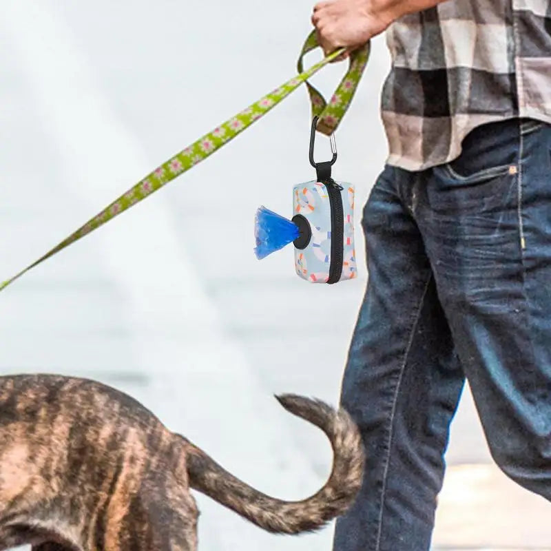 Dog Poop Bags Dog Waste Bag Holder with Graphic Print Poop Bag Dispenser Doggy Waste Bags Portable Doggie Bag Holder for Travel