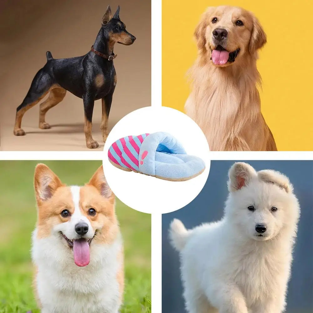 Cat House Bed Plush Winter Slippers Dog Nest Semi-Enclosed Design Pet Sleeping Tool for Dogs Cats Rabbits Warm Kitten Puppy Nest