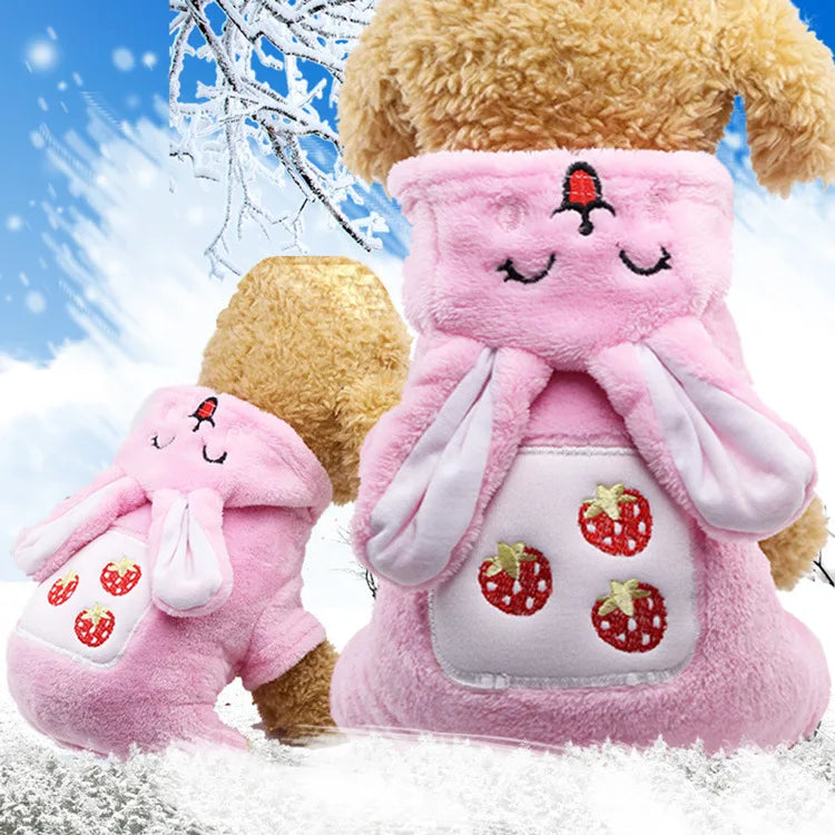 pawstrip Small Dog Clothes Warm Winter Pet Dog Jumpsuit Puppy Fleece Hoodie Chihuahua Small Medium Dog Warm Outfit Kitten Jacket