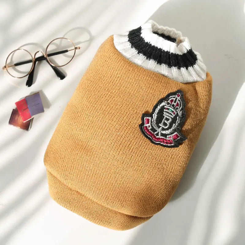 Pet College Style Sweater College Style V-neck Teddy knitted Vest Sweater Winter Warm Chihuahua French Bulldog Yorkie Coat